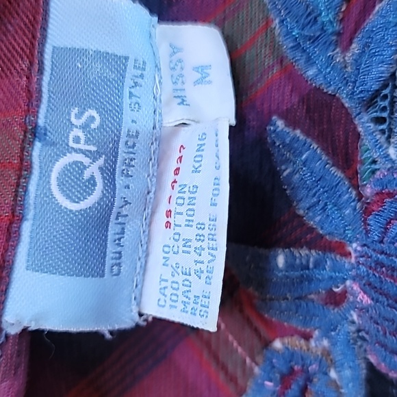 Patchwork plaid floral embroidered vintage 90s shirt size M - Picture 4 of 5